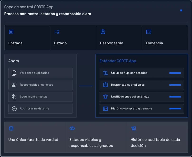 Captura desktop del panel S1 de la solución para sustituir Excel como sistema
