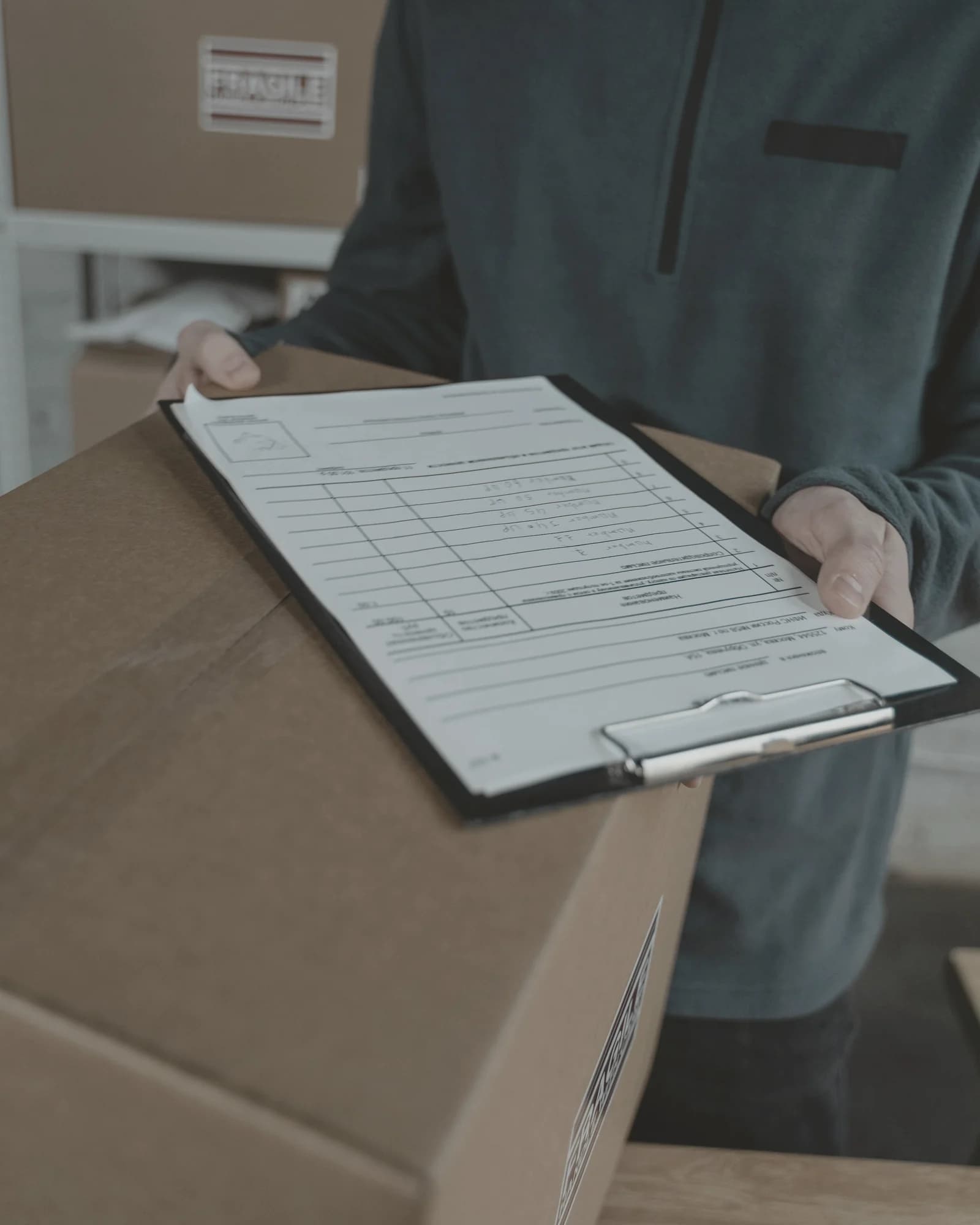 Checklist de envío sobre paquete para representar control mínimo, evidencia y trazabilidad logística