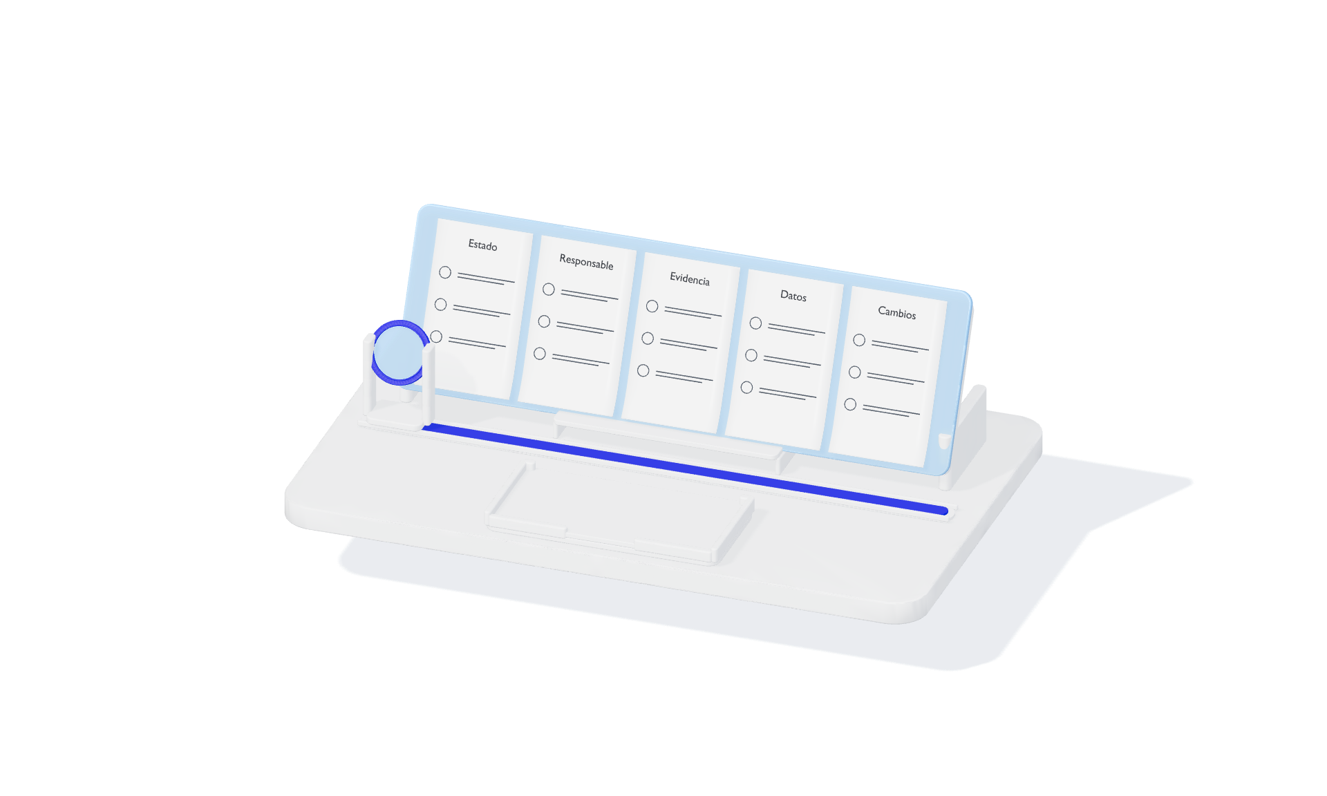 Estado, responsable, evidencia, datos y cambios se inspeccionan para preparar una lectura del proceso
